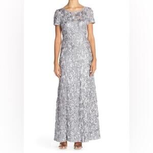 Alex Evenings Embellished Lace A-Line Evening Gown Dove Women’s Sz 14